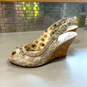 Kenzie Peep-toe Wedge Pump, Blush Pink and Ivory - Size 9.5